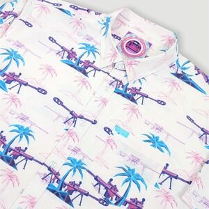 Retro Rifle The Palm V3 Button Up Shirt Mens 3XL White Tactical Hawaiian